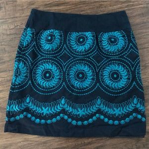 Liz Claiborne embroidery blue skirt 14